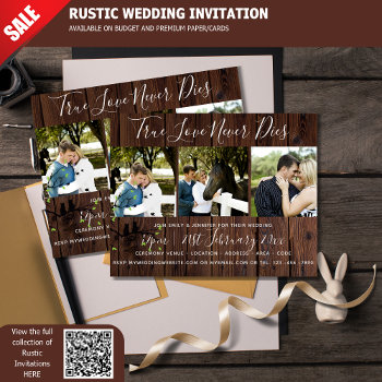 Rustic Photo Collage Wedding Invitation Wood by invitationz at Zazzle