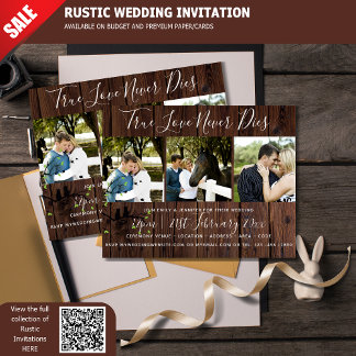 Rustic PHOTO Collage Wedding INVITATION Wood
