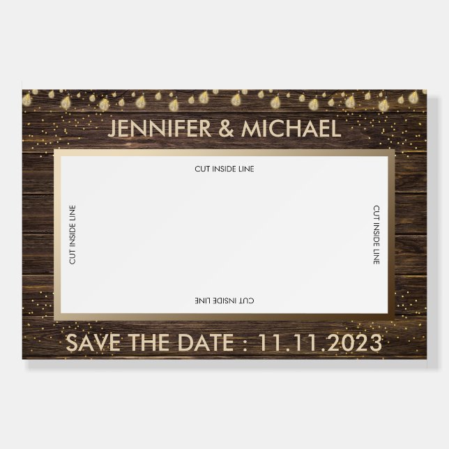 Rustic Photo Country Wedding Selfie Frame Foam Board (Front)