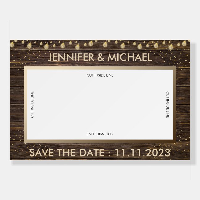 Rustic Photo Country Wedding Selfie Frame Foam Board