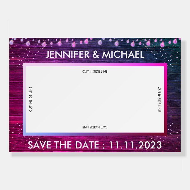 Rustic Photo Country Wedding Selfie Frame pink Foam Board