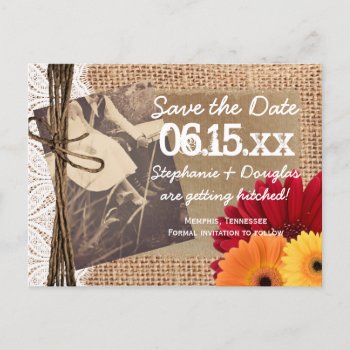 Rustic Photo Daisies Save The Date Postcards by RusticCountryWedding at Zazzle