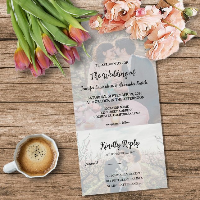 Rustic photo elegant country Wedding All In One Invitation (Rustic photo elegant country Wedding All In One Invitation. For your rustic country wedding.)
