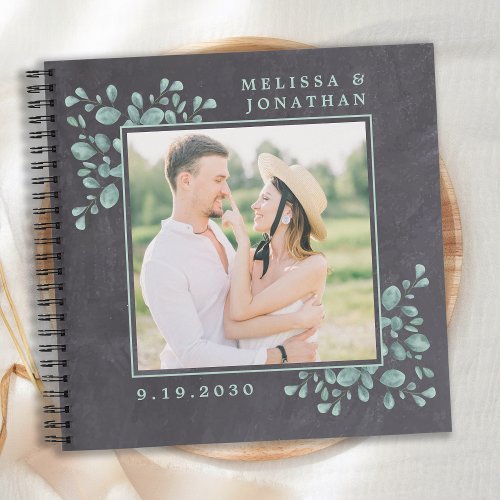 Rustic Photo Eucalyptus Greenery Wedding GuestBook Notebook