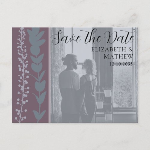 Rustic Photo  Foliage Save the Date Wedding Announcement Postcard