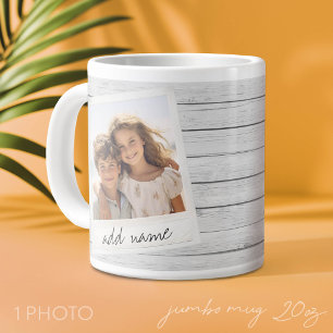 Rustic Photo Frame with Shiplap Background Print Giant Coffee Mug