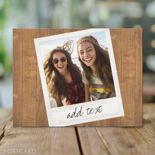 Rustic Photo Frame with Square Instagram and Wood Postcard