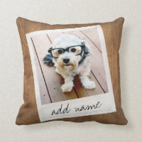 Rustic Photo Frame with Square Instagram and Wood Throw Pillow