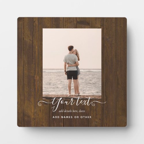 Rustic PHOTO Gifts Custom Text Family Friends Plaque