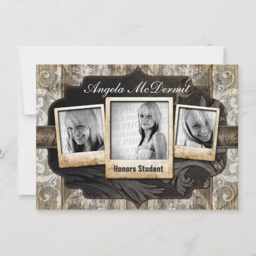 Rustic Photo Graduation Announcement Invite