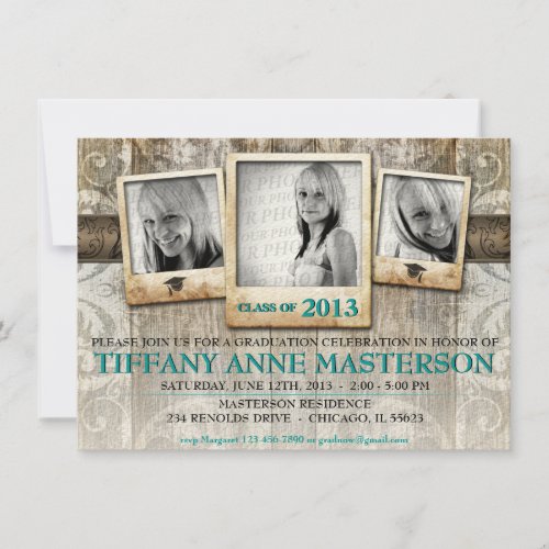 Rustic Photo Graduation Announcement Invite