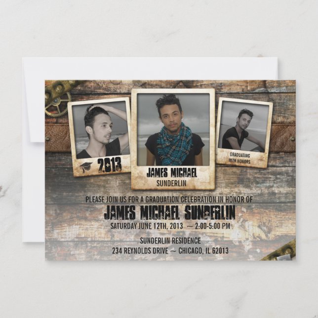 Rustic Photo Graduation Announcement Invite (Front)