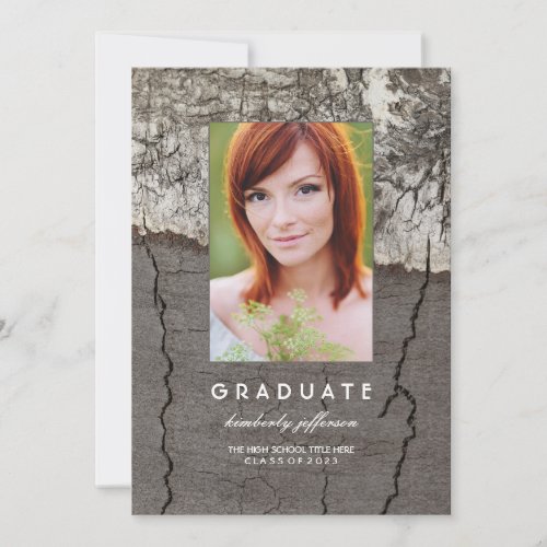 Rustic Photo Graduation Party and Announcement - Rustic wood - birch bark photo graduation announcement and graduation party invitation in one