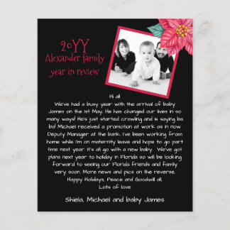 Rustic Photo Holidays Year In Review Poinsettia