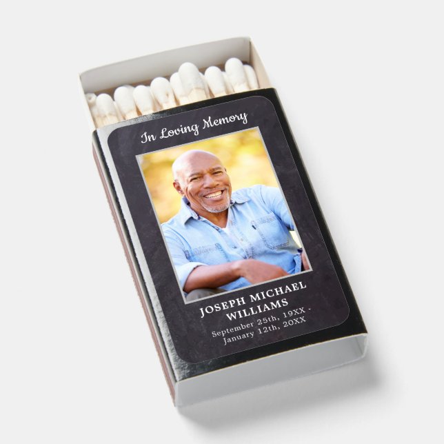 Rustic Photo In Loving Memory Memorial Funeral  Matchboxes (Front Open)