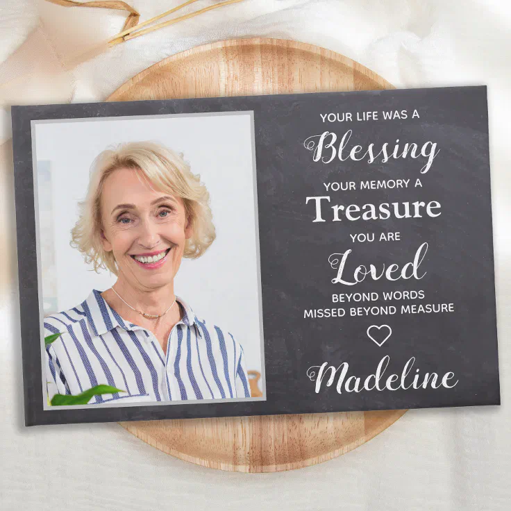 Rustic Photo In Loving Memory Sympathy Funeral Guest Book Zazzle