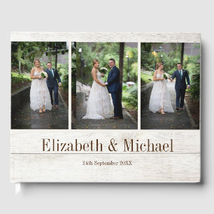 Rustic Photo Modern Elegant Gold Color Wedding Guest Book