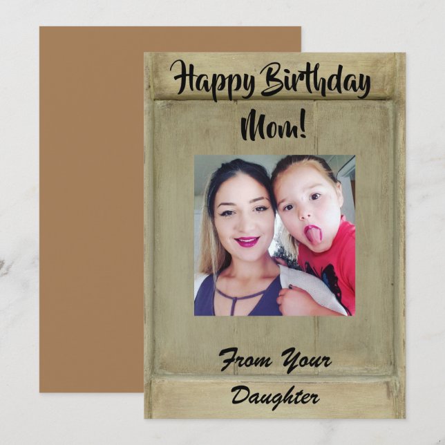 Rustic Photo Mom Birthday Holiday Card (Front/Back)