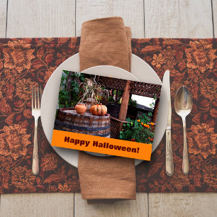 Rustic photo orange pumpink postcard