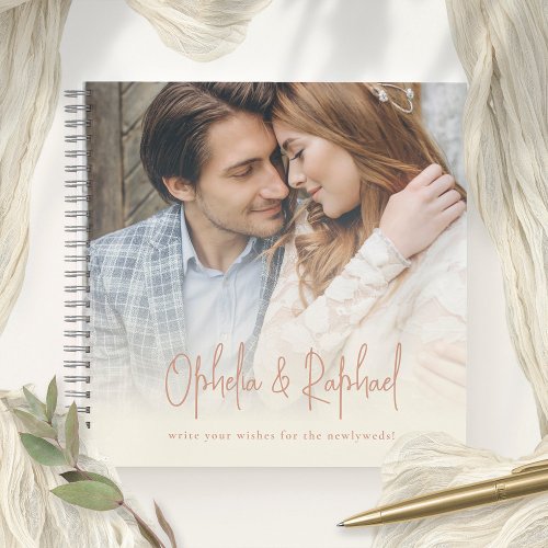 Rustic Photo Overlay Terracotta Cream Guest Book