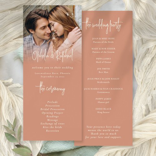 Rustic Photo Overlay Terracotta Wedding Program