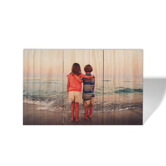 Rustic Photo Print Planked Pine Wood Wall Art Sign (Front)