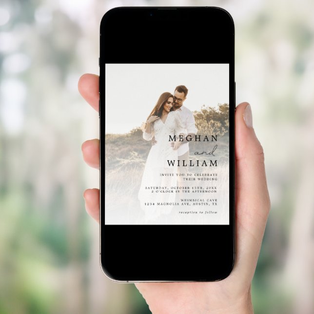 Rustic Photo QR Code Wedding Invitation (Front Digital)