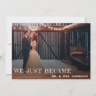 Rustic Photo Reception Just Married Invitation