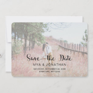 Rustic Photo Save the Date with White Overlay
