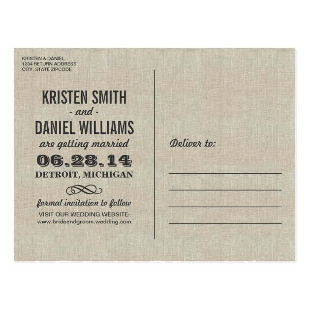 Rustic Photo Save The Dates | Vintage Poster Style Postcard