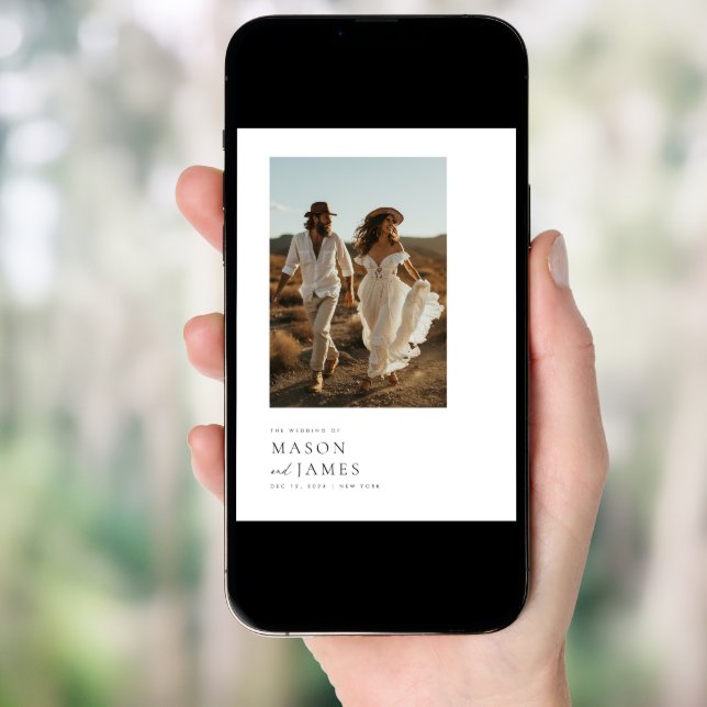 Rustic Photo Script Qr Code Minimalist Wedding Invitation (Front Digital)