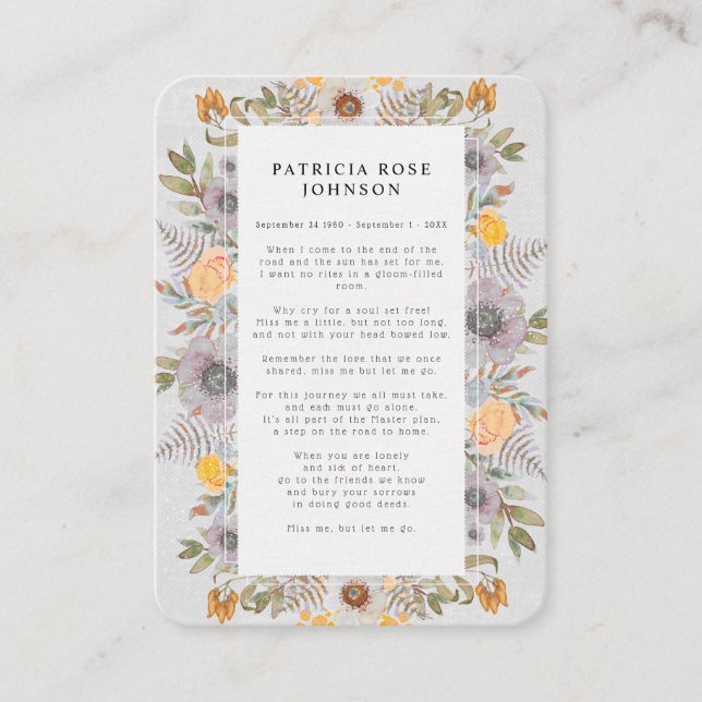 Rustic Photo Sympathy Funeral Memorial Card (Front)