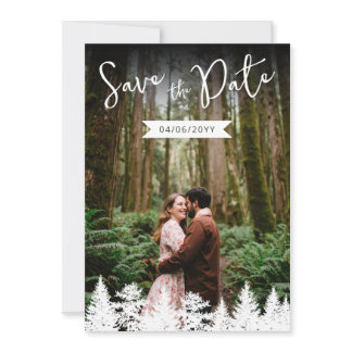 Rustic Photo Template And Fir Tree Shapes Wedding