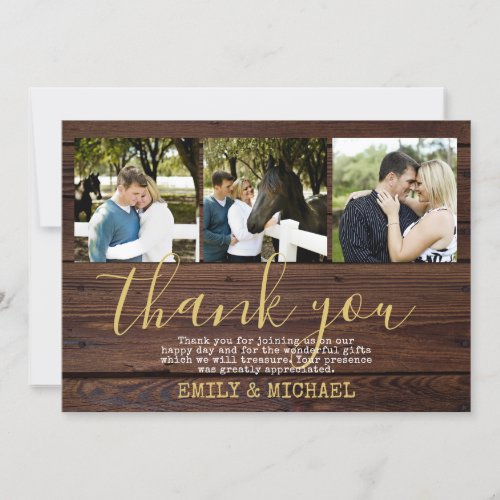 Rustic PHOTO Thank You Cards Barn Gold