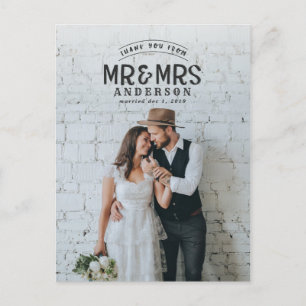 Rustic photo thank you wedding announcement