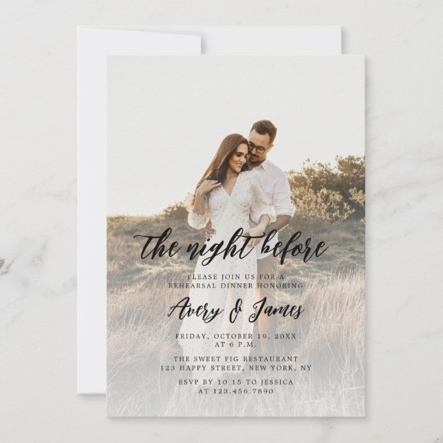 Rustic Photo The Night Before Rehearsal Dinner Invitation (Front)