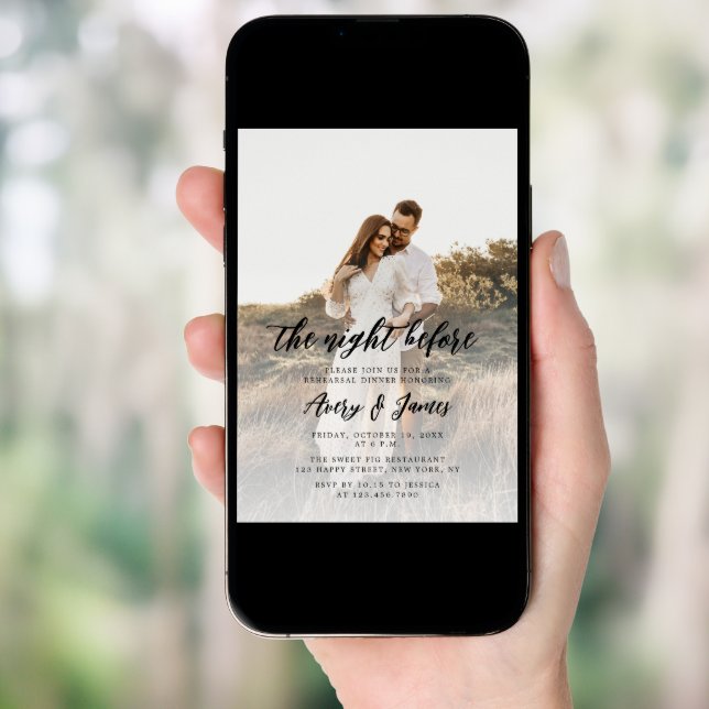 Rustic Photo The Night Before Rehearsal Dinner Invitation (Front Digital)