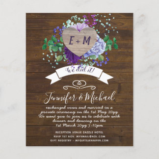 Rustic PHOTO Wedding Announcement or Invite Budget