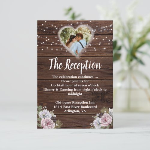 Rustic Photo Wedding Reception Enclosure Card 