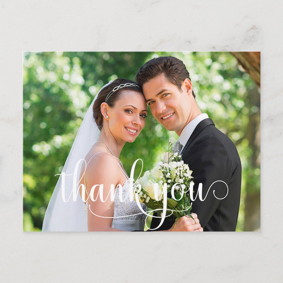 Rustic Photo Wedding Thank You Card | Zazzle