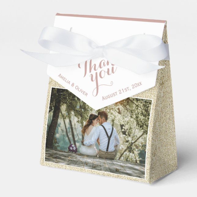 Rustic Photo Wedding Thank you Favor Boxes (Front Side)