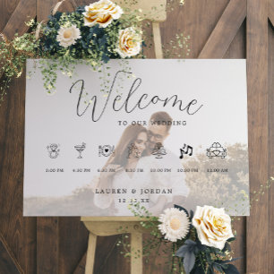 Rustic Photo Wedding Timeline Welcome Sign