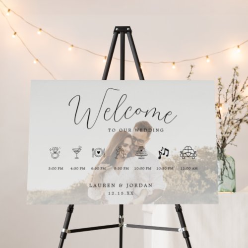 Rustic Photo Wedding Timeline Welcome Sign