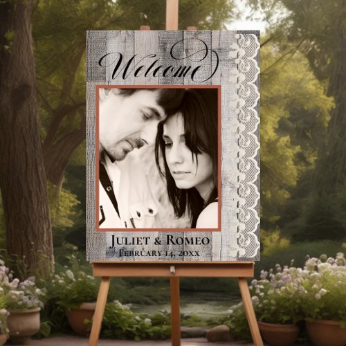 Rustic Photo Wedding Welcome - Barn Wood Foam Board