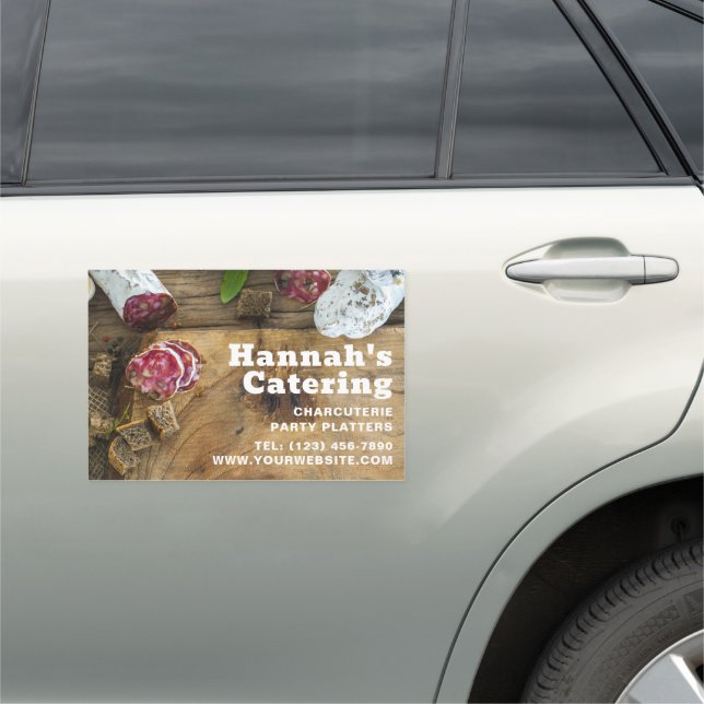 Rustic Photo Wooden Board Charcuterie Catering Car Magnet (In Situ)