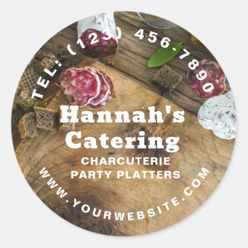 Rustic Photo Wooden Board Charcuterie Catering Classic Round Sticker