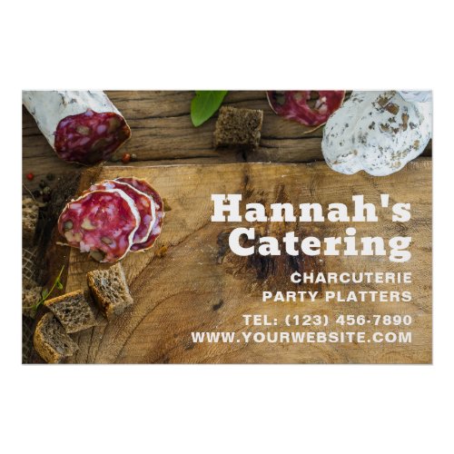 Rustic Photo Wooden Board Charcuterie Catering Poster