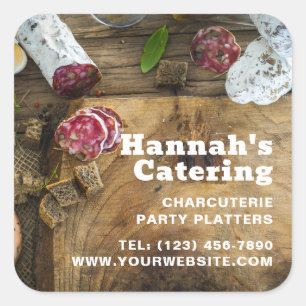 Rustic Photo Wooden Board Charcuterie Catering Square Sticker