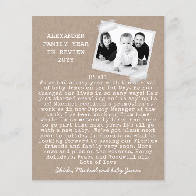 Rustic Photo Year In Review Holidays Kraft Look Flyer (Front)