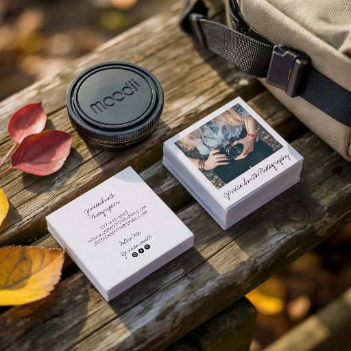 Customizable Rustic photographer photo white paper texture square business card